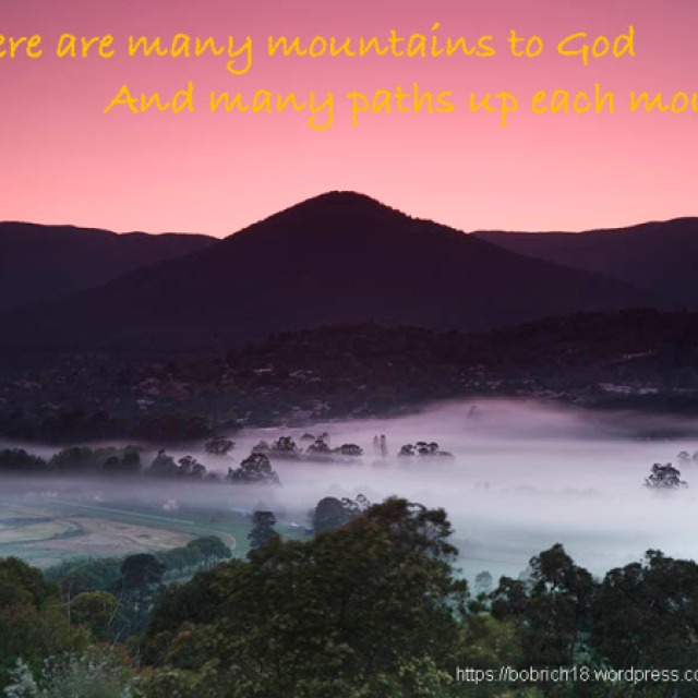 There are many mountains to God, and many paths up each mountain: Shinto saying